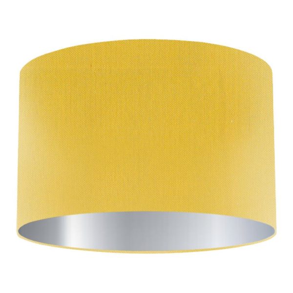 Marigold Silk Drum Lampshade with Silver Lining