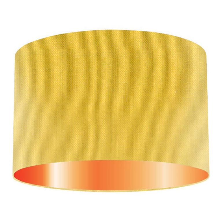 Marigold Silk Drum Lampshade With Copper Lining Dorval Lighting