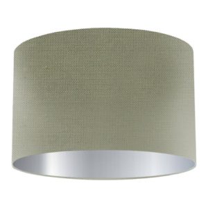 Military Silk Drum Lampshade with Silver Lining