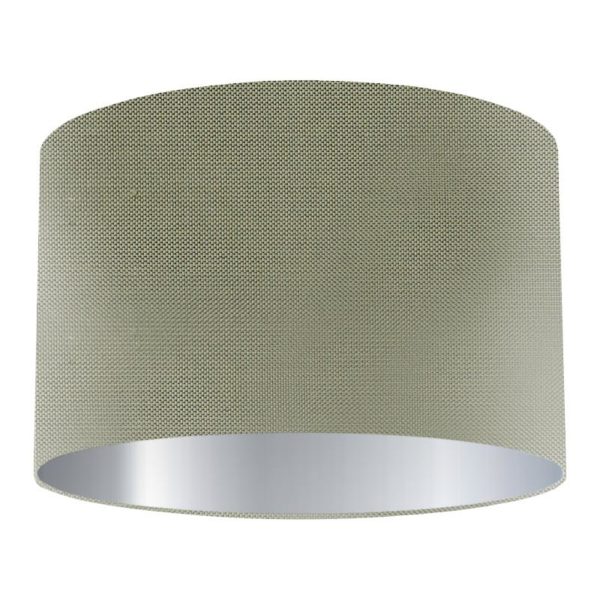 Military Silk Drum Lampshade with Silver Lining