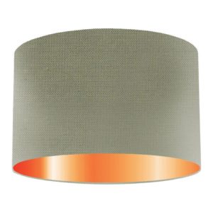 Military Silk Drum Lampshade With Copper Lining
