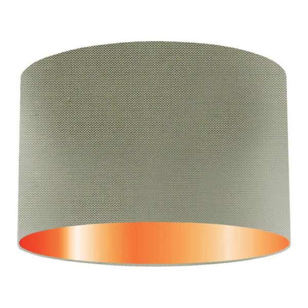 Military Silk Drum Lampshade With Copper Lining