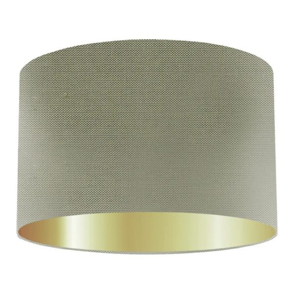 Military Silk Drum Lampshade With Gold Lining