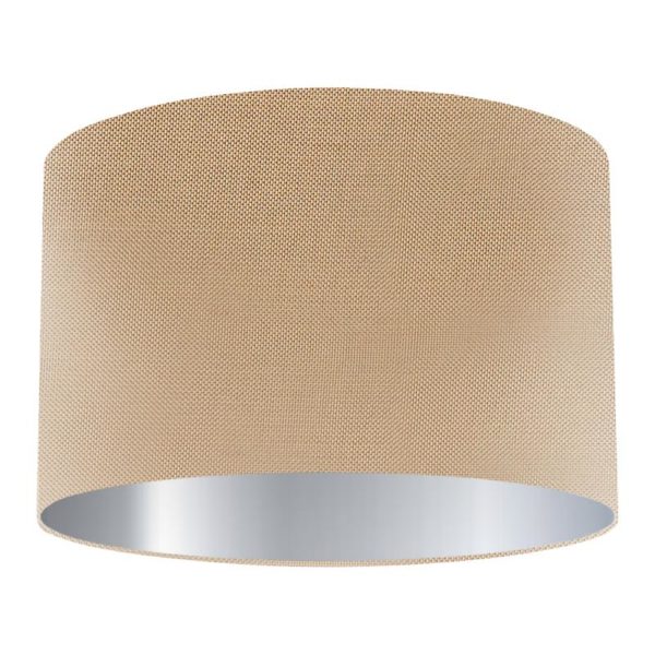 Mink Silk Drum Lampshade with Silver Lining