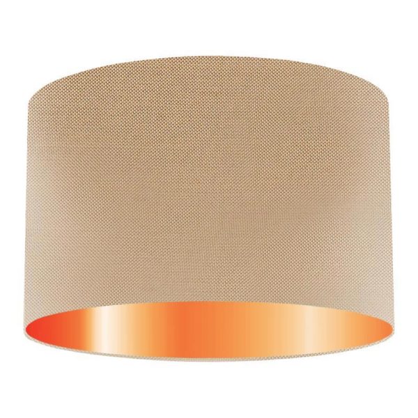 Mink Silk Drum Lampshade With Copper Lining