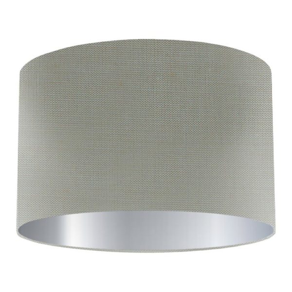 Moonlight Silk Drum Lampshade with Silver Lining