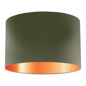 Moss Silk Drum Lampshade With Copper Lining