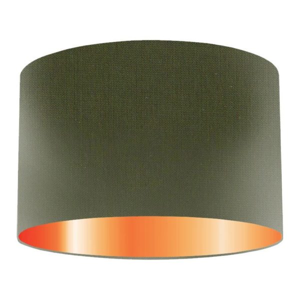 Moss Silk Drum Lampshade With Copper Lining