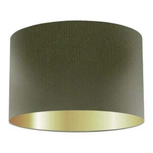 Moss Silk Drum Lampshade With Gold Lining
