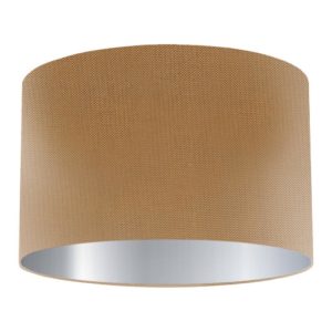 Ochre Silk Drum Lampshade with Silver Lining