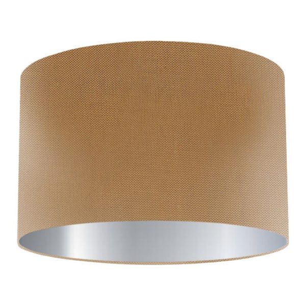 Ochre Silk Drum Lampshade with Silver Lining