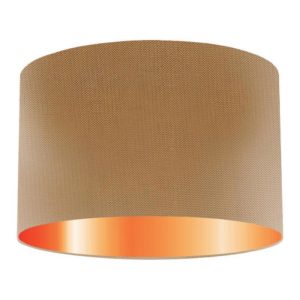 Ochre Silk Drum Lampshade With Copper Lining
