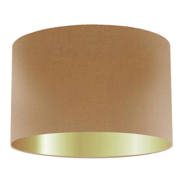 Ochre Silk Drum Lampshade With Gold Lining