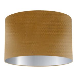 Old Gold Silk Drum Lampshade with Silver Lining