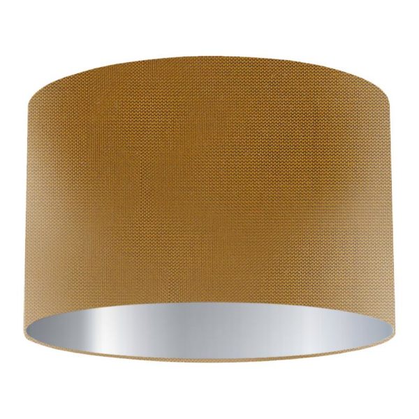 Old Gold Silk Drum Lampshade with Silver Lining