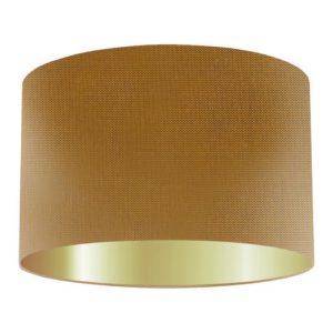 Old Gold Silk Drum Lampshade With Gold Lining