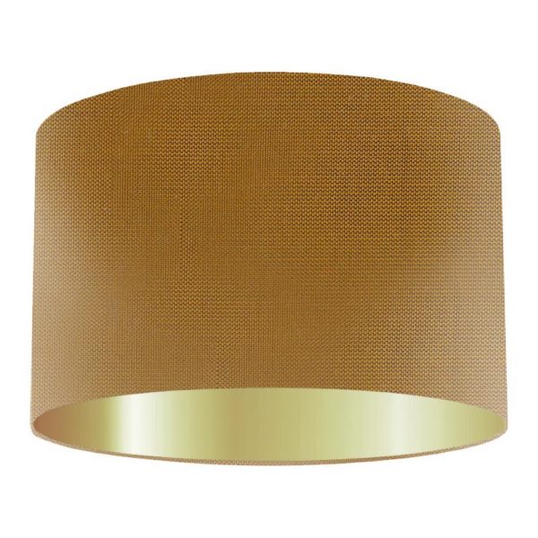Old Gold Silk Drum Lampshade With Gold Lining