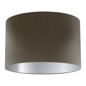 Olive Silk Drum Lampshade with Silver Lining