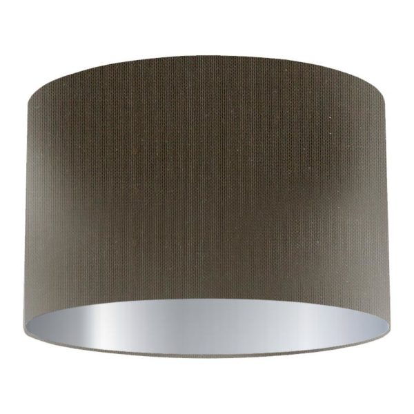 Olive Silk Drum Lampshade with Silver Lining