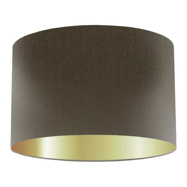 Olive Silk Drum Lampshade With Gold Lining