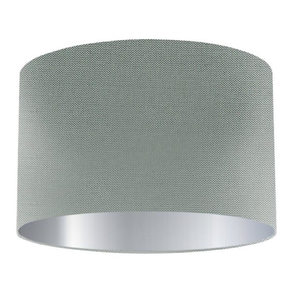 Opal Silk Drum Lampshade with Silver Lining