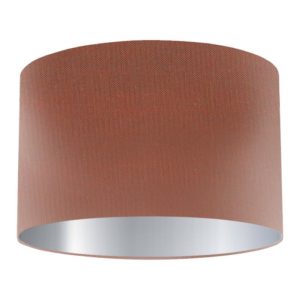 Paprika Silk Drum Lampshade with Silver Lining