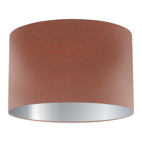 Paprika Silk Drum Lampshade with Silver Lining