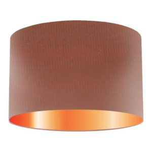 Paprika Silk Drum Lampshade With Copper Lining