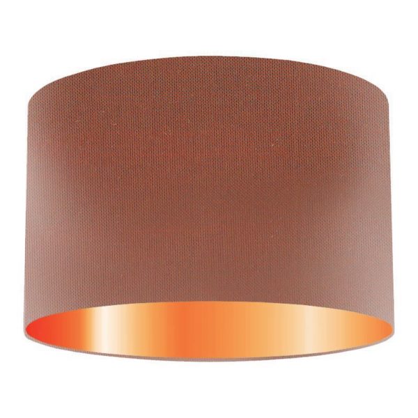 Paprika Silk Drum Lampshade With Copper Lining