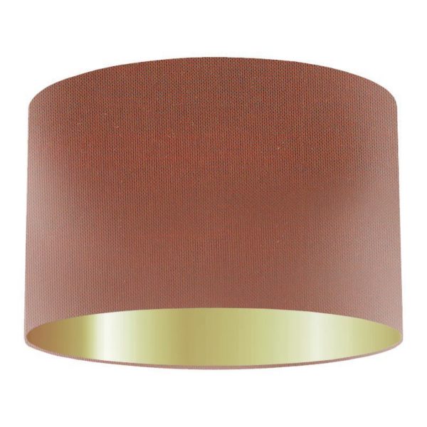Paprika Silk Drum Lampshade With Gold Lining