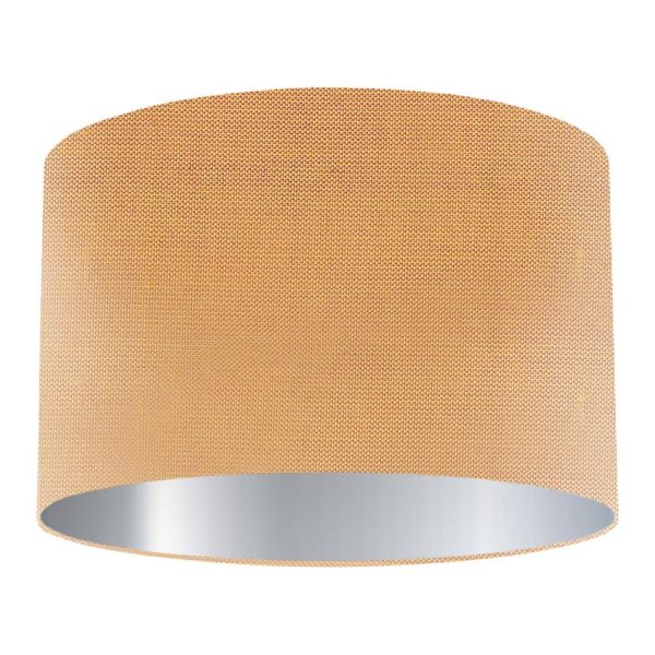Peach Silk Drum Lampshade with Silver Lining