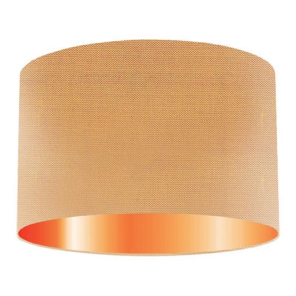 Peach Silk Drum Lampshade With Copper Lining