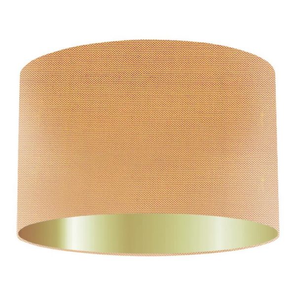 Peach Silk Drum Lampshade With Gold Lining