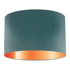 Peacock Silk Drum Lampshade With Copper Lining