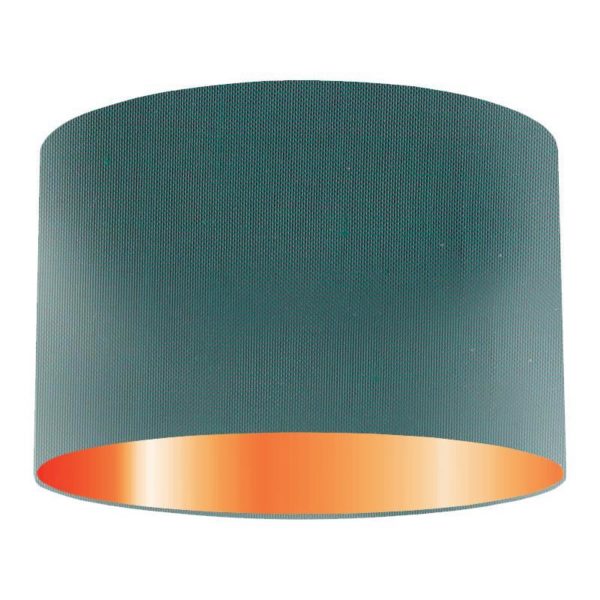 Peacock Silk Drum Lampshade With Copper Lining