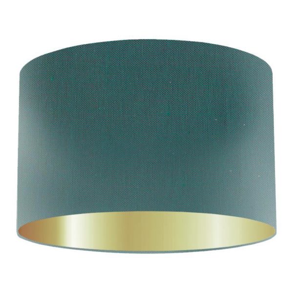 Peacock Silk Drum Lampshade With Gold Lining