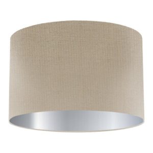 Pebble Silk Drum Lampshade with Silver Lining