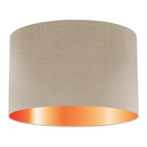 Pebble Silk Drum Lampshade With Copper Lining