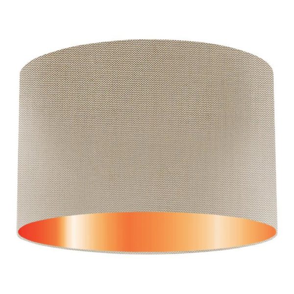 Pebble Silk Drum Lampshade With Copper Lining