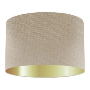 Pebble Silk Drum Lampshade With Gold Lining