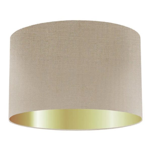 Pebble Silk Drum Lampshade With Gold Lining