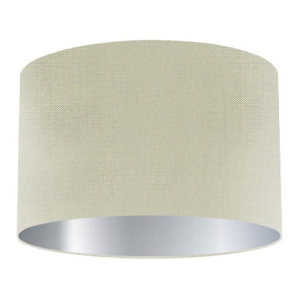 Pistachio Silk Drum Lampshade with Silver Lining