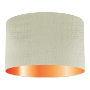 Pistachio Silk Drum Lampshade With Copper Lining