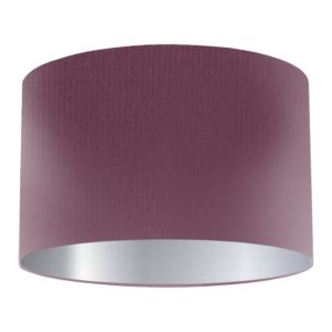 Plum Silk Drum Lampshade with Silver Lining
