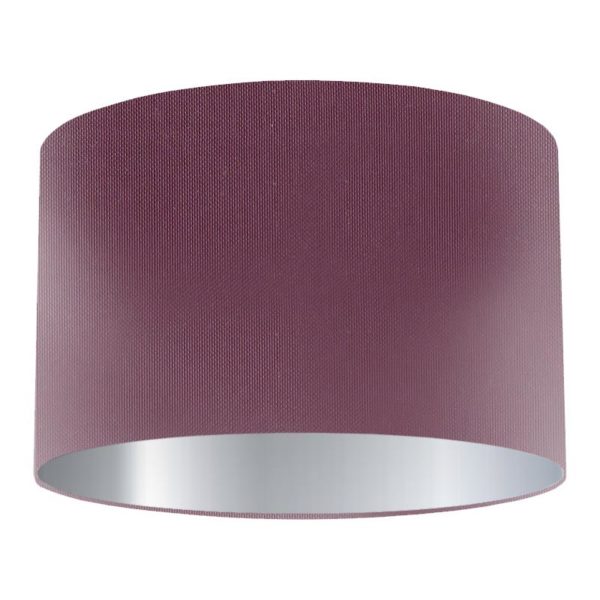 Plum Silk Drum Lampshade with Silver Lining