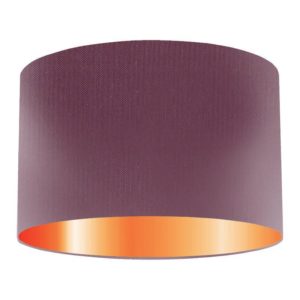 Plum Silk Drum Lampshade With Copper Lining