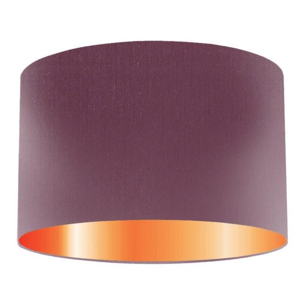 Plum Silk Drum Lampshade With Copper Lining
