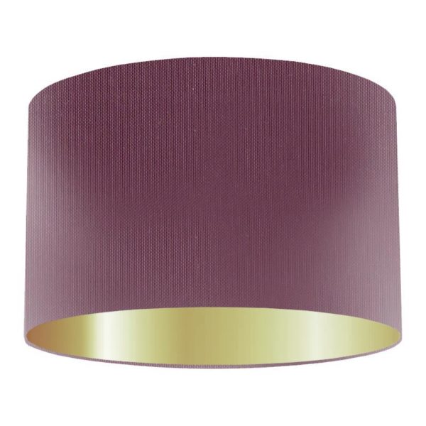 Plum Silk Drum Lampshade With Gold Lining