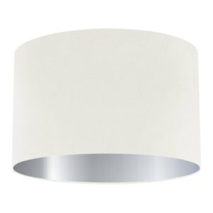 Porcelain Silk Drum Lampshade with Silver Lining
