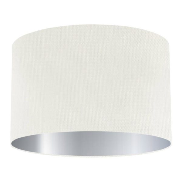 Porcelain Silk Drum Lampshade with Silver Lining